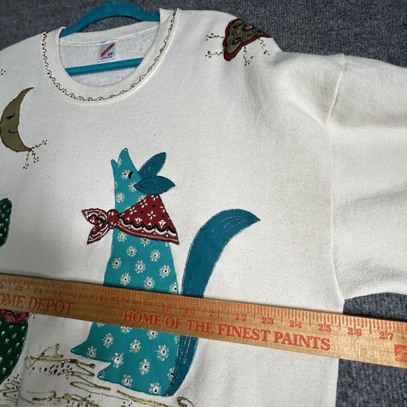 Vintage Southwestern Style Sweatshirt Women Size 2xl All Over Print Coyote Moon - Picture 5 of 11